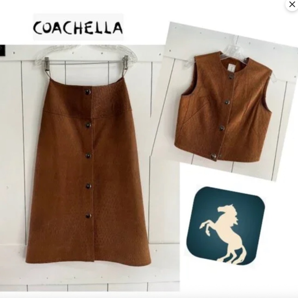 1960's Women's Brown Vest and Skirt Set